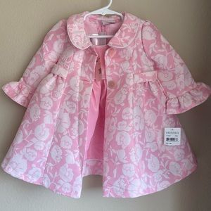 Iris and Ivy Pink Dress with Matching Coat 18 months NWT